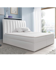 Łóżko kontynentalne Kobe 160x200, tapicerowane, materac, topper, pojemnik, Lars
