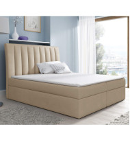 Łóżko kontynentalne Kobe 200x200, tapicerowane, materac, topper, pojemnik, Lars