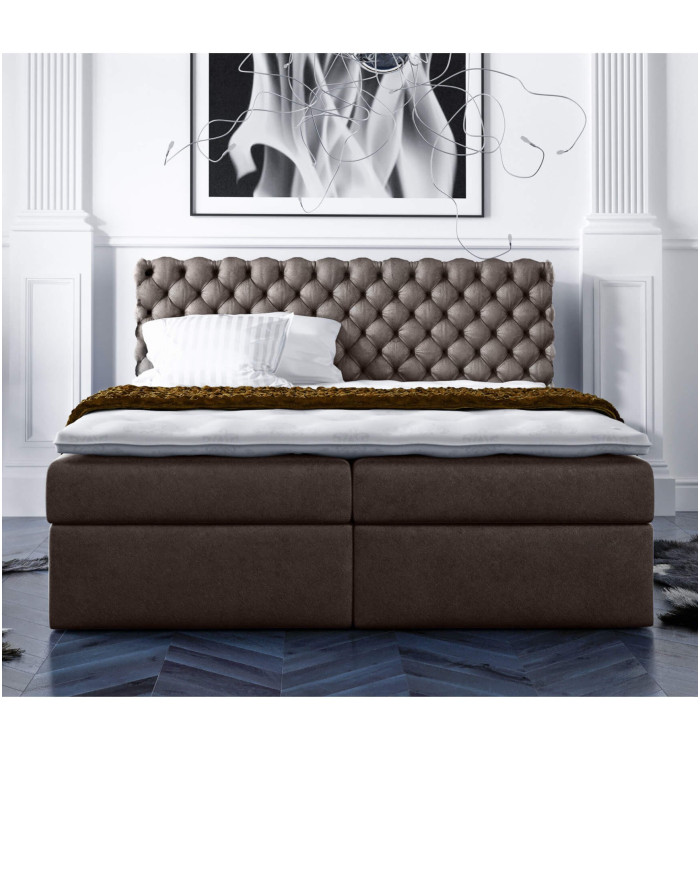 Łóżko kontynentalne Carlo 120x200, tapicerowane, materac, topper, pojemnik, Lars