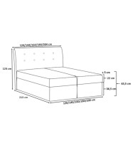 Łóżko kontynentalne Carlo 120x200, tapicerowane, materac, topper, pojemnik, Lars