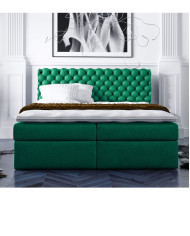 Łóżko kontynentalne Carlo 140x200, tapicerowane, materac, topper, pojemnik, Lars