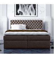 Łóżko kontynentalne Carlo 160x200, tapicerowane, materac, topper, pojemnik, Lars