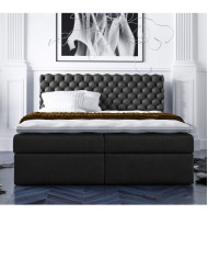 Łóżko kontynentalne Carlo 200x200, tapicerowane, materac, topper, pojemnik, Lars