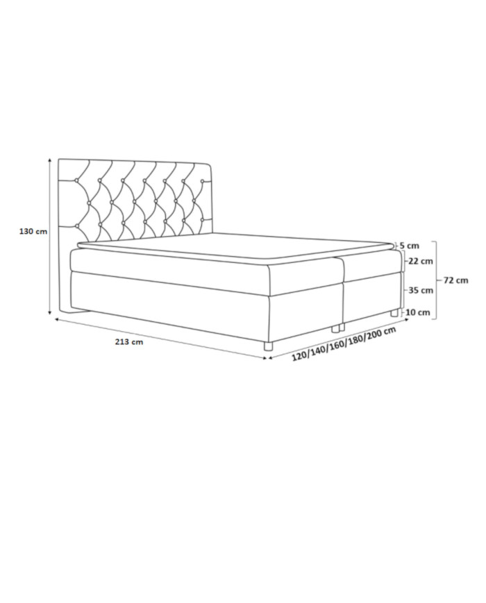 Łóżko kontynentalne Roma 120x200, tapicerowane, materac, topper, pojemnik, Gruszka Meble