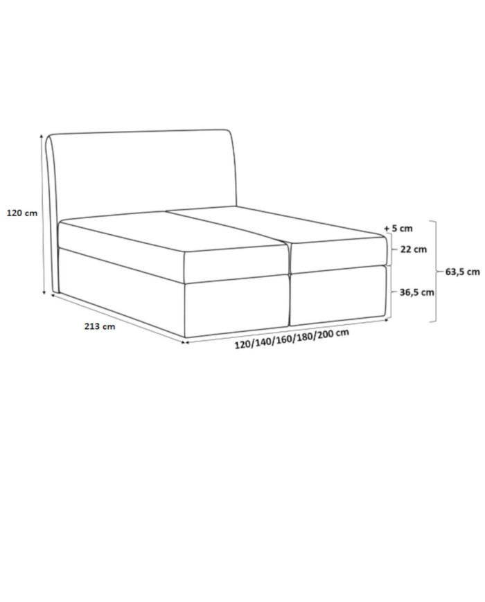 Łóżko kontynentalne Royal 120x200, tapicerowane, materac, topper, pojemnik, Gruszka Meble