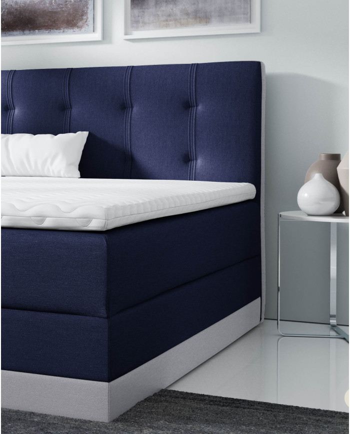Łóżko kontynentalne Torres 160x200, tapicerowane, materac, topper, pojemnik, Lars