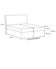 Łóżko kontynentalne Torres 180x200, tapicerowane, materac, topper, pojemnik, Lars