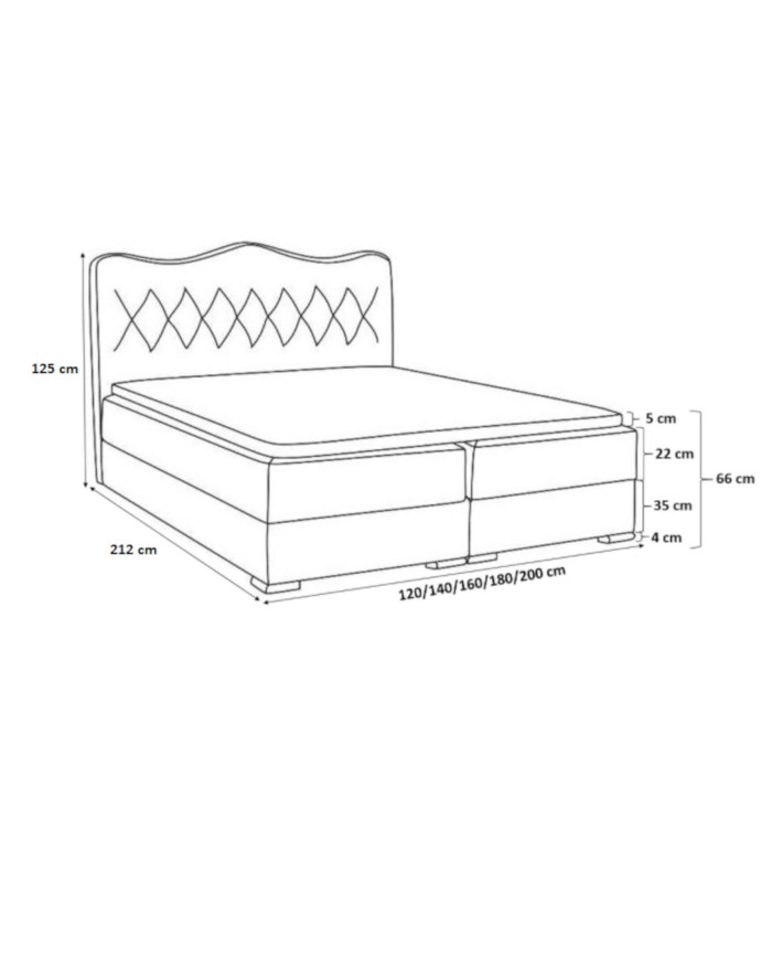 Łóżko kontynentalne Sułtan 120x200, tapicerowane, materac, topper, pojemnik, Gruszka Meble