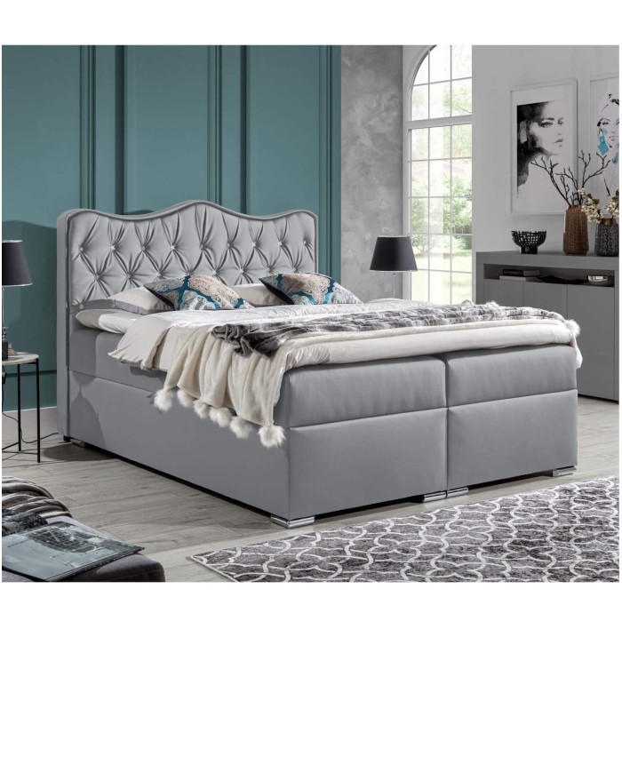 Łóżko kontynentalne Orient 140x200, tapicerowane, materac, topper, pojemnik, Lars