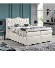 Łóżko kontynentalne Orient 180x200, tapicerowane, materac, topper, pojemnik, Lars