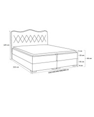Łóżko kontynentalne Orient 180x200, tapicerowane, materac, topper, pojemnik, Lars