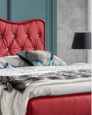 Łóżko kontynentalne Orient 200x200, tapicerowane, materac, topper, pojemnik, Lars