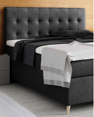 Łóżko kontynentalne Kioto 120x200, tapicerowane, materac, topper, pojemnik, Lars