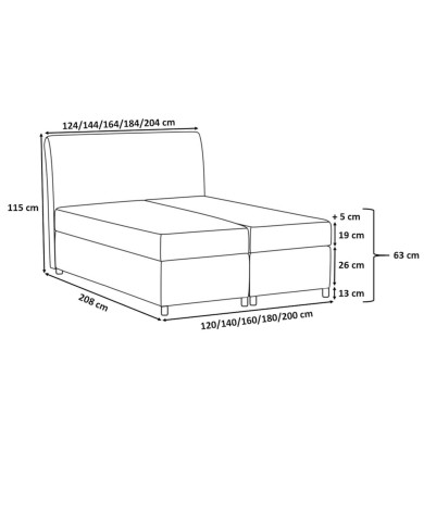 Łóżko kontynentalne Avanti 120x200, tapicerowane, materac, topper, pojemnik, Gruszka Meble Łóżko kontynentalne Avanti 120x200, tapicerowane, materac, topper, pojemnik, Gruszka Meble