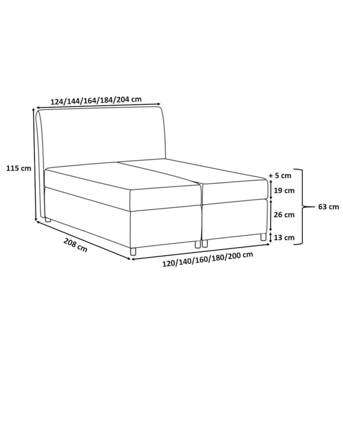Łóżko kontynentalne Avanti 120x200, tapicerowane, materac, topper, pojemnik, Gruszka Meble