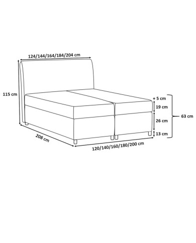 Łóżko kontynentalne Bari 120x200, tapicerowane, materac, topper, pojemnik, Gruszka Meble Łóżko kontynentalne Bari 120x200, tapicerowane, materac, topper, pojemnik, Gruszka Meble