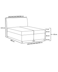 Łóżko kontynentalne Bari 120x200, tapicerowane, materac, topper, pojemnik, Gruszka Meble