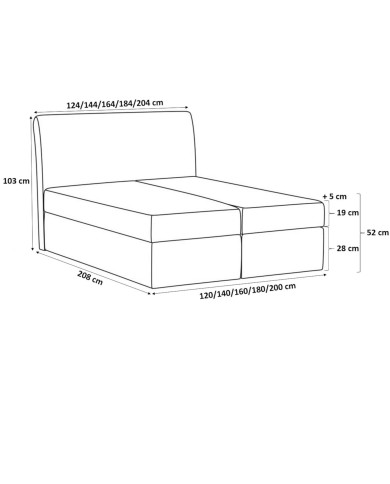 Łóżko kontynentalne Cosmo 120x200, tapicerowane, materac, topper, pojemnik, Gruszka Meble Łóżko kontynentalne Cosmo 120x200, tapicerowane, materac, topper, pojemnik, Gruszka Meble