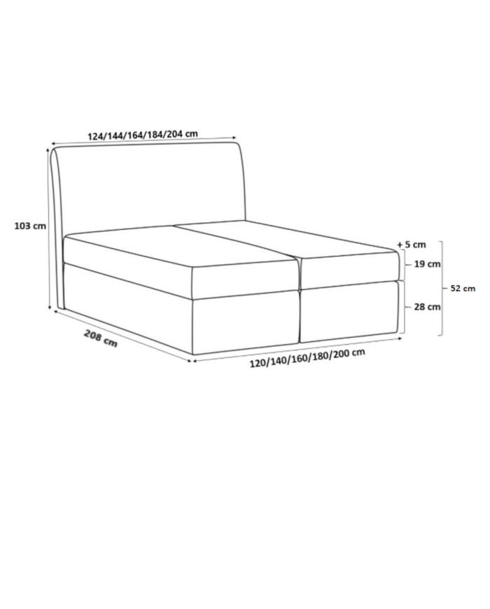 Łóżko kontynentalne Crystal 120x200, tapicerowane, materac, topper, pojemnik, Gruszka Meble