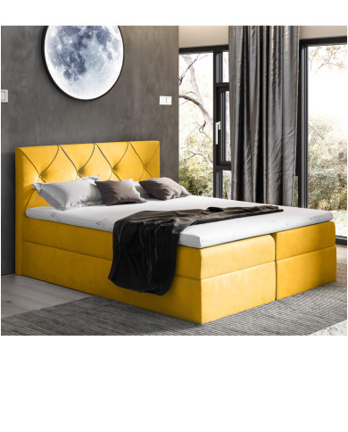 Łóżko kontynentalne Crystal 140x200, tapicerowane, materac, topper, pojemnik, Gruszka Meble Łóżko kontynentalne Crystal 140x200, tapicerowane, materac, topper, pojemnik, Gruszka Meble