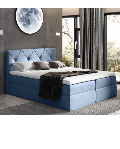 Łóżko kontynentalne Crystal 140x200, tapicerowane, materac, topper, pojemnik, Gruszka Meble Łóżko kontynentalne Crystal 140x200, tapicerowane, materac, topper, pojemnik, Gruszka Meble