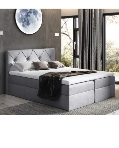 Łóżko kontynentalne Crystal 160x200, tapicerowane, materac, topper, pojemnik, Gruszka Meble Łóżko kontynentalne Crystal 160x200, tapicerowane, materac, topper, pojemnik, Gruszka Meble