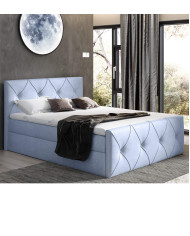 Łóżko kontynentalne Crystal Lux 140x200, tapicerowane, materac, topper, pojemnik, Gruszka Meble