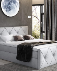 Łóżko kontynentalne Crystal Lux 140x200, tapicerowane, materac, topper, pojemnik, Gruszka Meble