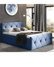 Łóżko kontynentalne Optima Long 180x200, tapicerowane, materac, topper, pojemnik, Lars