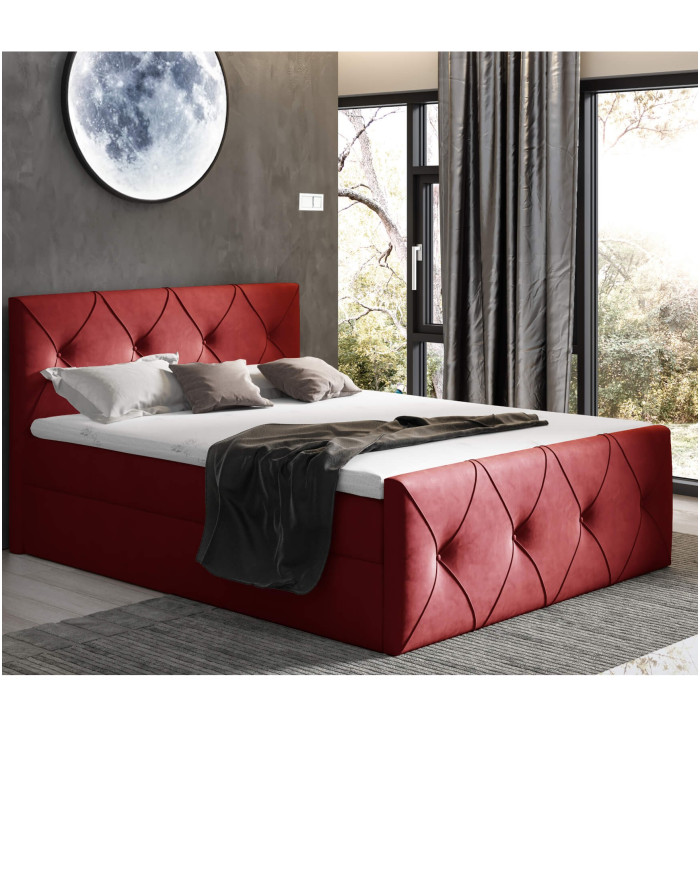 Łóżko kontynentalne Crystal Lux 200x200, tapicerowane, materac, topper, pojemnik, Gruszka Meble