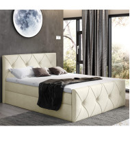 Łóżko kontynentalne Optima Long 200x200, tapicerowane, materac, topper, pojemnik, Lars