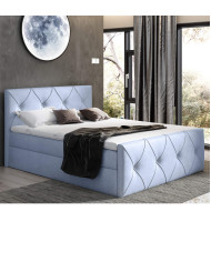 Łóżko kontynentalne Optima Long 200x200, tapicerowane, materac, topper, pojemnik, Lars