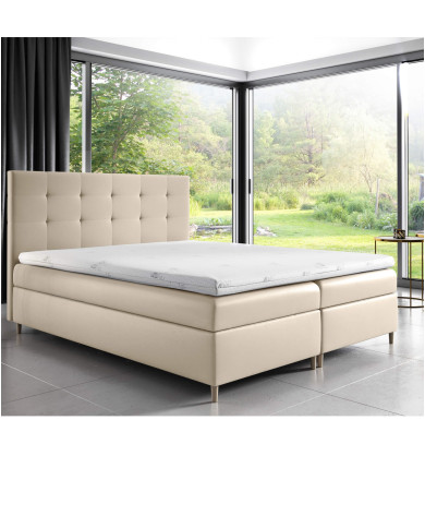 Łóżko kontynentalne Dakota 140x200, tapicerowane, materac, topper, pojemnik, Gruszka Meble Łóżko kontynentalne Dakota 140x200, tapicerowane, materac, topper, pojemnik, Gruszka Meble