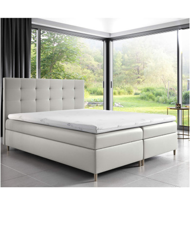 Łóżko kontynentalne Dakota 140x200, tapicerowane, materac, topper, pojemnik, Gruszka Meble Łóżko kontynentalne Dakota 140x200, tapicerowane, materac, topper, pojemnik, Gruszka Meble