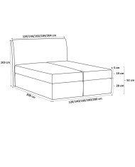 Łóżko kontynentalne Kanzas 120x200, tapicerowane, materac, topper, pojemnik, Lars