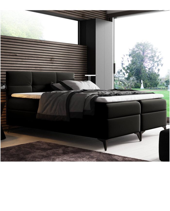 Łóżko kontynentalne Boss 120x200, tapicerowane, materac, topper, pojemnik, Lars