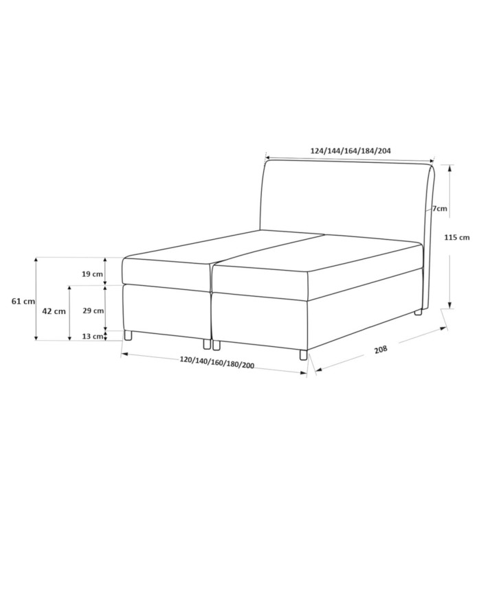 Łóżko kontynentalne Figaro 120x200, tapicerowane, materac, topper, pojemnik, Gruszka Meble