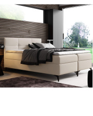 Łóżko kontynentalne Boss 140x200, tapicerowane, materac, topper, pojemnik, Lars