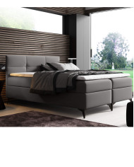 Łóżko kontynentalne Boss 140x200, tapicerowane, materac, topper, pojemnik, Lars