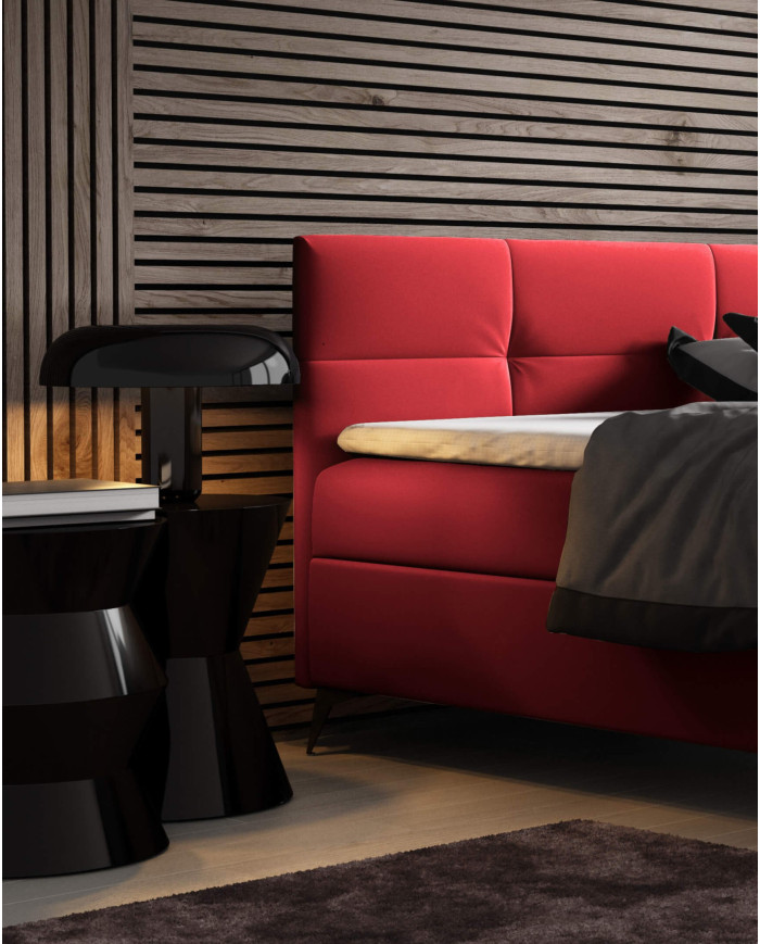Łóżko kontynentalne Boss 180x200, tapicerowane, materac, topper, pojemnik, Lars