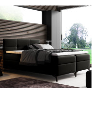Łóżko kontynentalne Boss 200x200, tapicerowane, materac, topper, pojemnik, Lars