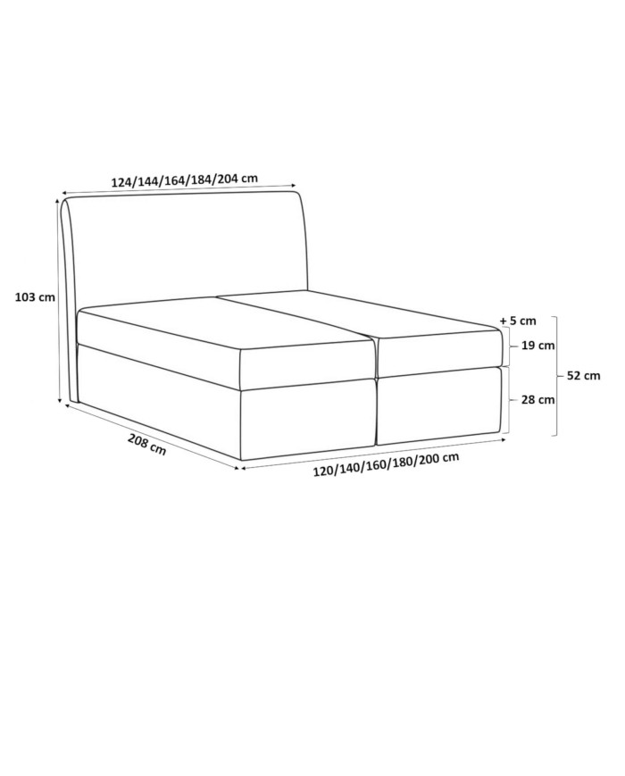 Łóżko kontynentalne Imbir 120x200, tapicerowane, materac, topper, pojemnik, Gruszka Meble