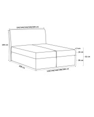 Łóżko kontynentalne Imbir 120x200, tapicerowane, materac, topper, pojemnik, Gruszka Meble