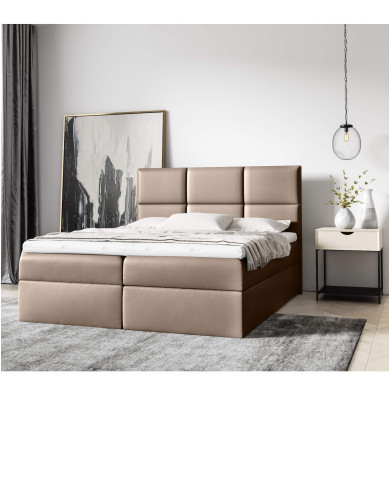 Łóżko kontynentalne Imbir 140x200, tapicerowane, materac, topper, pojemnik, Gruszka Meble Łóżko kontynentalne Imbir 140x200, tapicerowane, materac, topper, pojemnik, Gruszka Meble