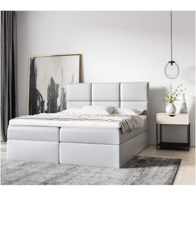 Łóżko kontynentalne Imbir 140x200, tapicerowane, materac, topper, pojemnik, Gruszka Meble Łóżko kontynentalne Imbir 140x200, tapicerowane, materac, topper, pojemnik, Gruszka Meble