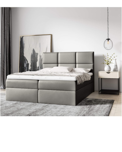 Łóżko kontynentalne Imbir 160x200, tapicerowane, materac, topper, pojemnik, Gruszka Meble Łóżko kontynentalne Imbir 160x200, tapicerowane, materac, topper, pojemnik, Gruszka Meble