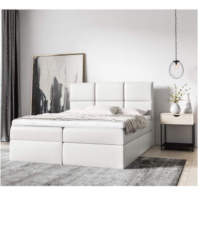 Łóżko kontynentalne Imbir 180x200, tapicerowane, materac, topper, pojemnik, Gruszka Meble Łóżko kontynentalne Imbir 180x200, tapicerowane, materac, topper, pojemnik, Gruszka Meble