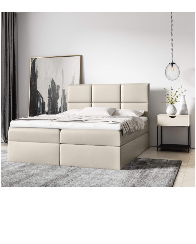 Łóżko kontynentalne Imbir 180x200, tapicerowane, materac, topper, pojemnik, Gruszka Meble Łóżko kontynentalne Imbir 180x200, tapicerowane, materac, topper, pojemnik, Gruszka Meble