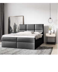 Łóżko kontynentalne Quatro 180x200, tapicerowane, materac, topper, pojemnik, Lars