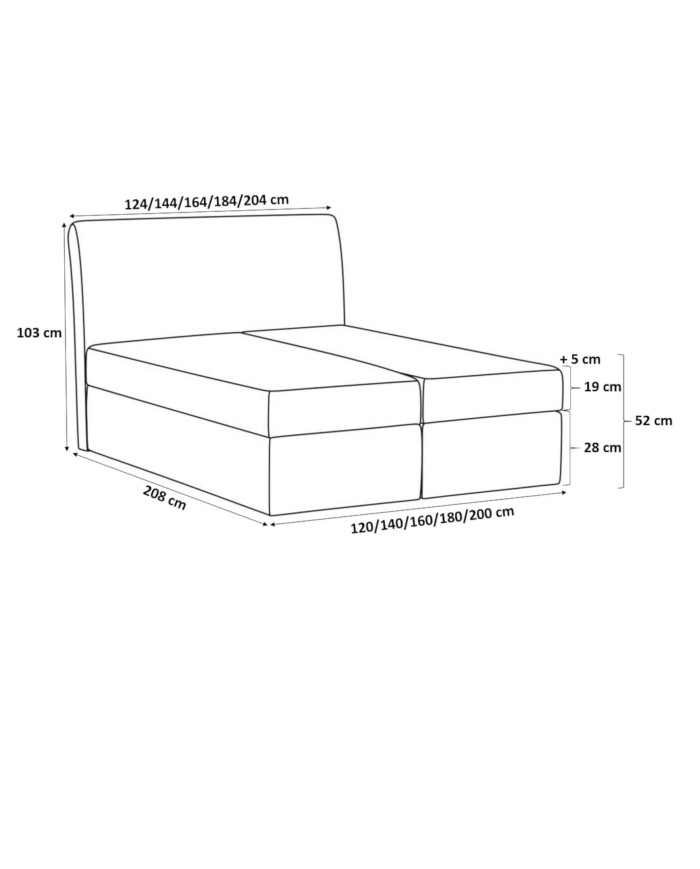 Łóżko kontynentalne Quatro 180x200, tapicerowane, materac, topper, pojemnik, Lars